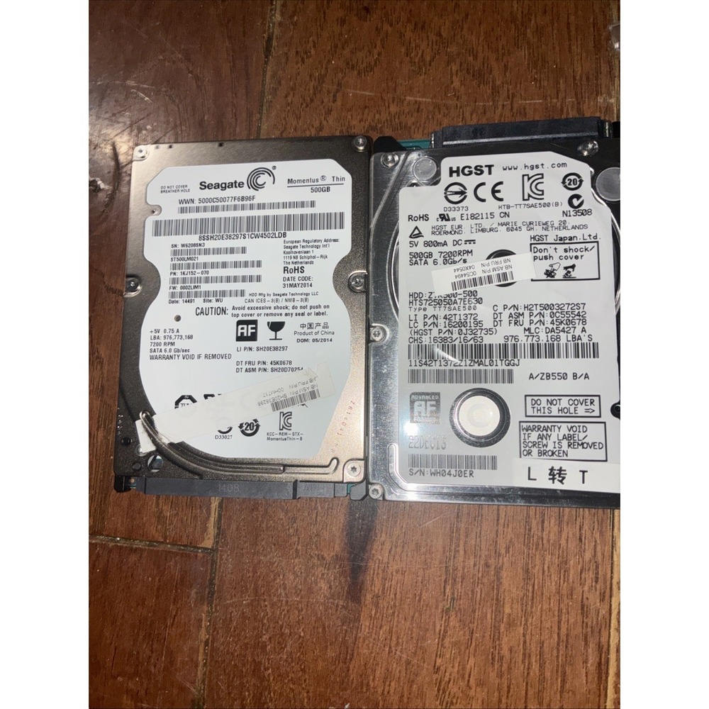 Seagate 500GB 7200 RPM Hard Drive / HGST 500 HDD 7200 RPM / HL DVD Writer Data